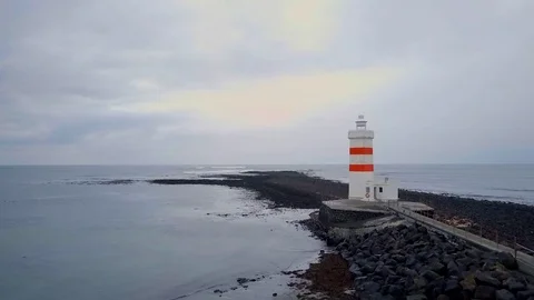 Gardur Lighthouse Iceland Stock Footage