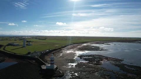 Gardur lighthouse in Iceland Stock Footage 257526944