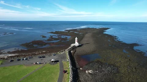 Gardur lighthouse in Iceland Stock Footage 257526954