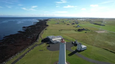 Gardur lighthouse in Iceland Stock Footage 257526967