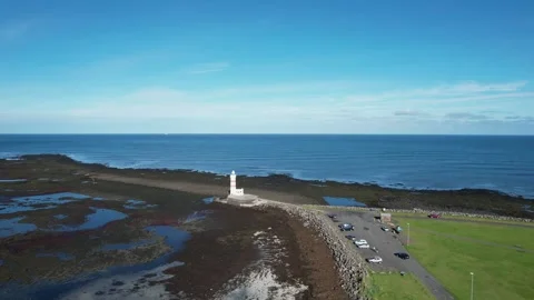Gardur lighthouse in Iceland Stock Footage 257584857