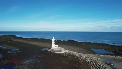 Gardur lighthouse in Iceland Stock Footage 257585894