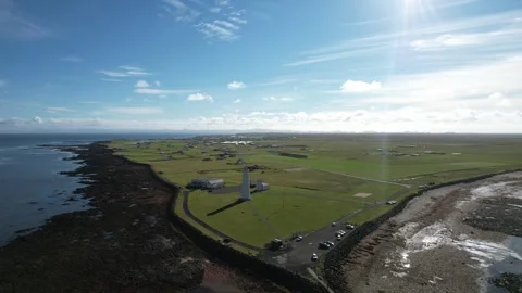 Gardur lighthouse in Iceland Stock Footage 257586663