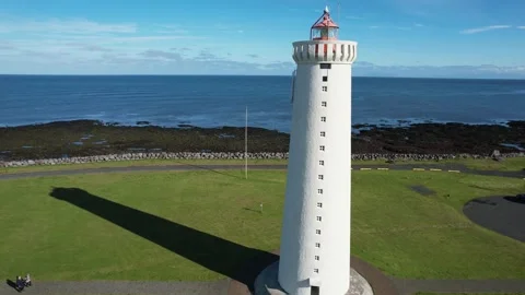 Gardur lighthouse in Iceland Stock Footage 257587300