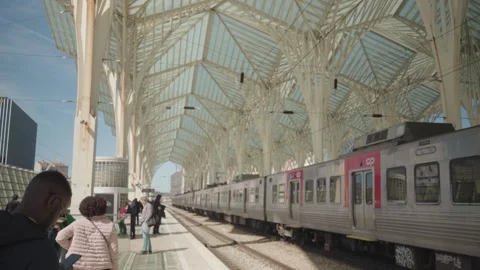 Gare do Oriente in Lisbon, a major train station, Lisbon, Portugal Stock Footage 276201579