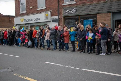 Garforth Leeds UK, 3rd May 2019: Footage of the Tour de Yorkshire going throu Stock Photos