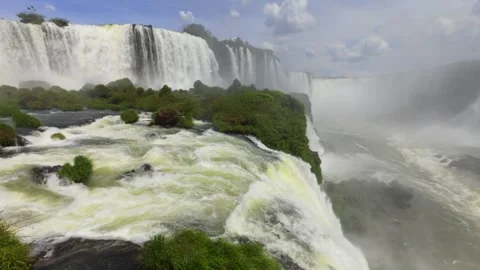 Garganta del Diablo (Devil's Throat) waterfall with rushing powerful water flow Stock Footage 327640342