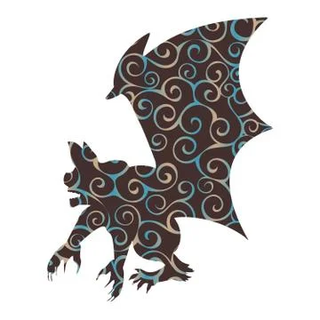 Gargoyle Chimera pattern silhouette ancient mythology fantasy Stock Illustration