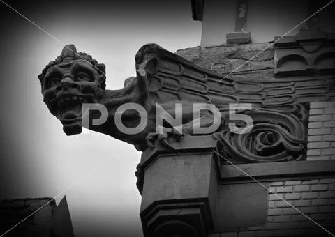 Gargoyle - fabulous creature, medieval architectural building element Stock Photos