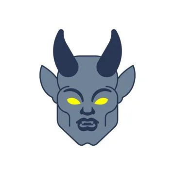 Gargoyle face isolated. Head Stone demonic character, monster. Fantastic arch Stock Illustration