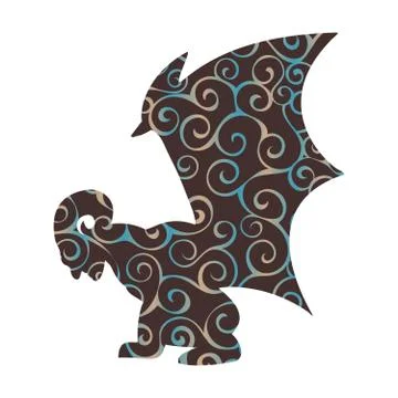 Gargoyle pattern silhouette ancient traditional symbol Illustrazione stock