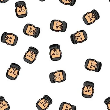 Garibaldi beard hair style vector seamless pattern Stock Illustration