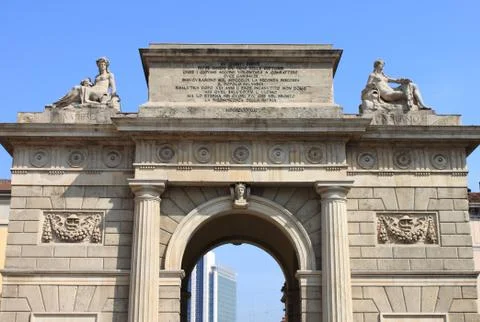 Garibaldi gate in Milan Stock Photos