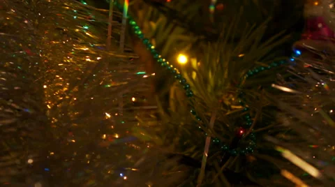 Garland on a christmas tree.  Close-up Stock Footage 45604433