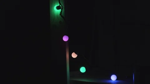 Garland with colored light bulbs Stock Footage 112747429