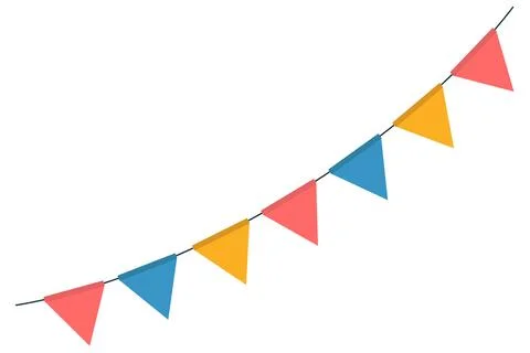 Garland of colored triangular flags flat icon Stock Illustration