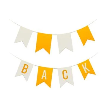 Garland of flags with and without text. Welcome back. Holiday decoration Stock Illustration