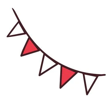 Garland with flags for Canada Day. First of July. The symbolism is red and white Stock Illustration