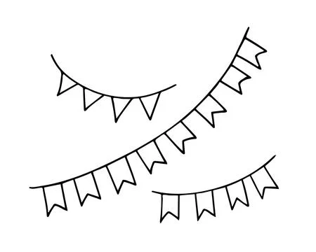 Garland of flags doodle set. Stock Illustration