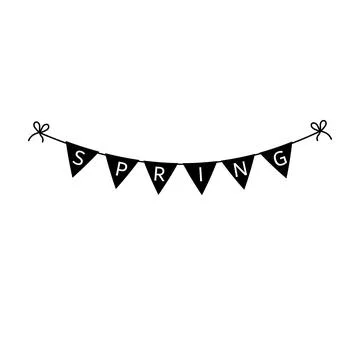 Garland flags spring, black stencil Stock Illustration