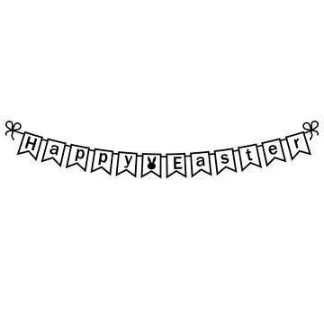 Garland flags spring, black stencil Stock Illustration