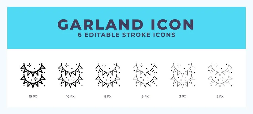 Garland icon set with different stroke. Vector illustration with editable s.. Stock Illustration