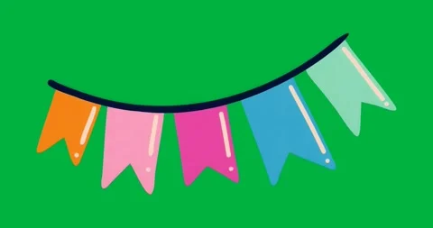 Garland on transparent background being released swinging right then left for Stock Footage 317456605