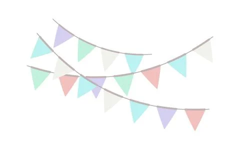 Garland with triangle pastel flags. Decorative bunting background for party.. イラスト素材