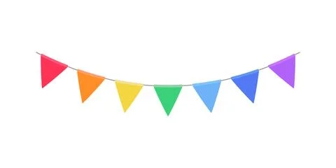 Garland with triangle rainbow flags. Decorative bunting background for part.. Stock Illustration