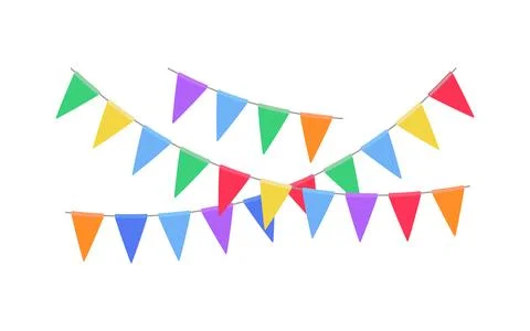 Garland with triangle rainbow flags. Decorative bunting background for part.. Stock Illustration