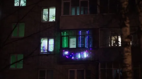 Garland in the window Stock Footage 163567808