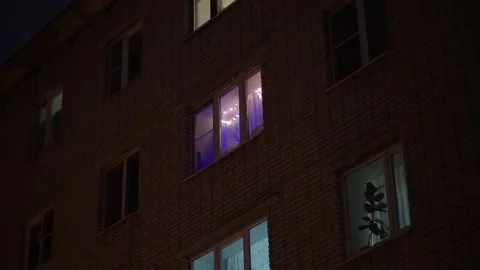 Garland in the window Stock Footage 163567881