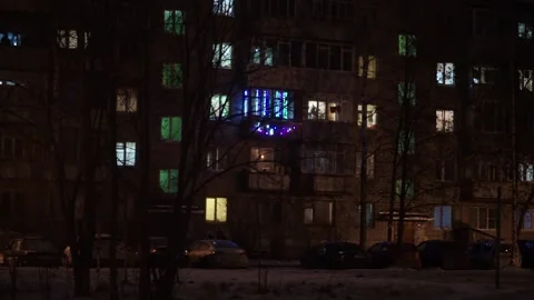 Garland in the window Stock Footage 163568009