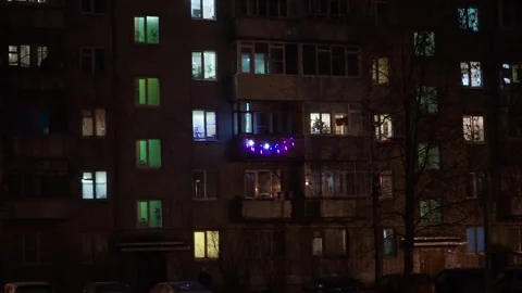 Garland in the window Stock Footage 163568019