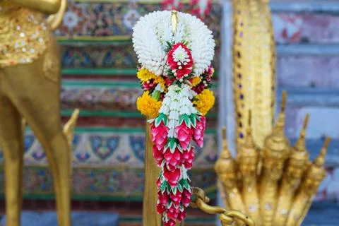 Garland to worship Buddha statue Stock Photos
