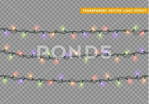 Garlands, Christmas decorations lights effects. Stock Illustration