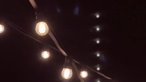 Garlands, light decorations, swaying in the wind, night light decorations Stock Footage 82301736