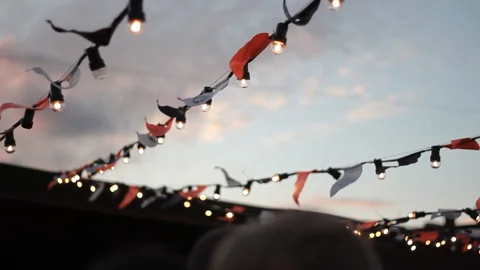 Garlands, light decorations, Swaying in the wind Stock Footage 96194922