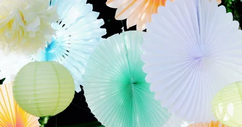 Garlands in multiple colors moving in the wind-2 4K Video stock 44751347