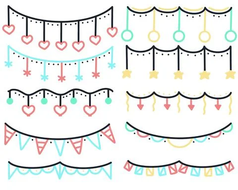 Garlands set isolated vector illustration Stockillustratie
