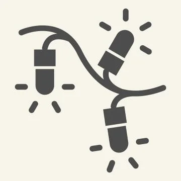 Garlands solid icon. Christmas lights glyph style pictogram on white background Illustrazione stock