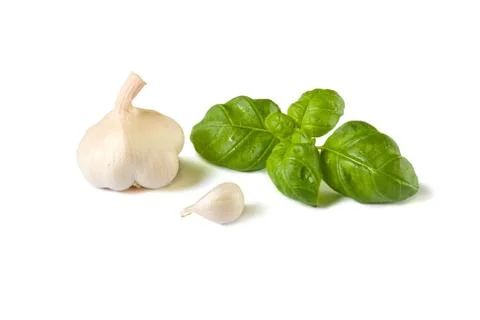 Garlic and basil Stock Photos