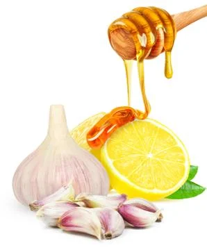 Garlic and lemon with honey Stock Photos