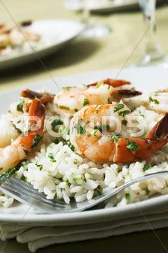 Garlic And Lime Prawns On Coconut Rice