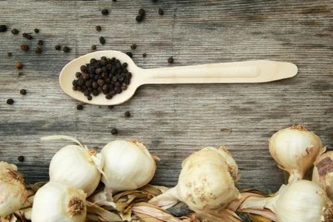 Garlic and pepper Stock Photos