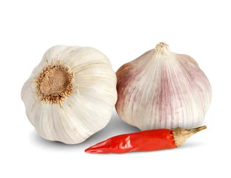 Garlic and red pepper Stock Photos