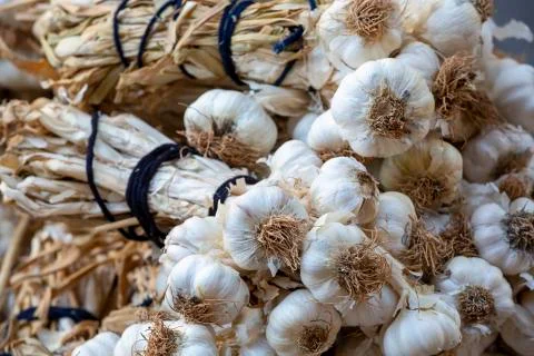 Garlic background. Selective focus Foto stock