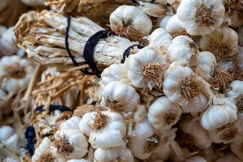 Garlic background. Selective focus Stock-Fotos