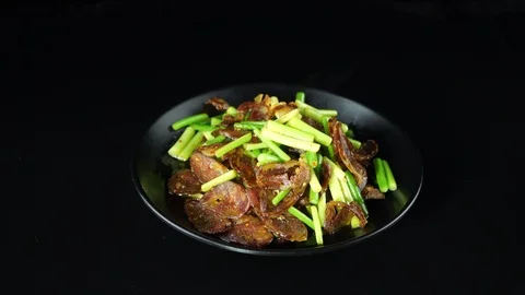 Garlic Bacon Sausage Stock Footage 111681180