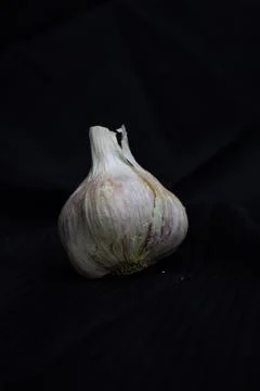 Garlic on a black background Stock-Fotos